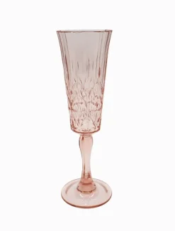 Acrylic Crystal Cut Flute Glass Pink