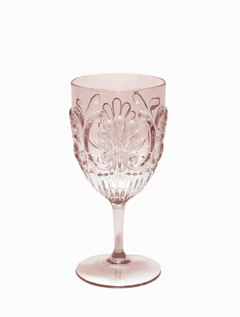 Acrylic Wine Glass Scollop Blush