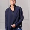 Alysha Zip Through Sweatshirt Navy
