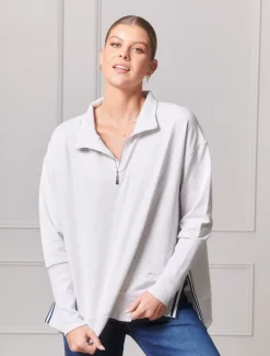 Alysha Zip Through Sweatshirt Grey