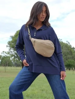 Alysha Zip Through Sweatshirt Navy