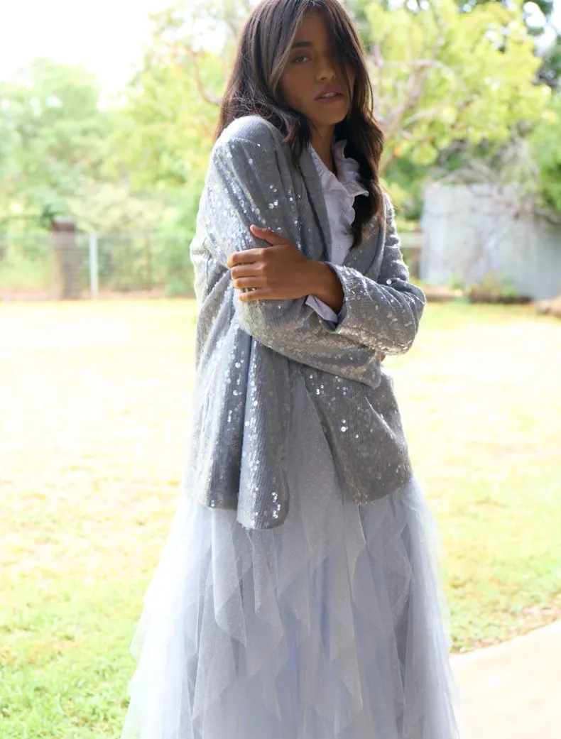 Anais Sequin Jacket Blue