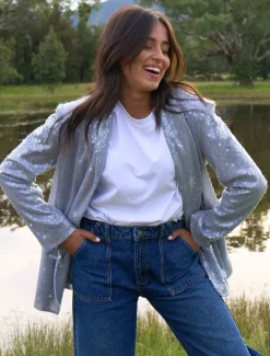 Anais Sequin Jacket Blue