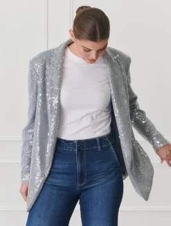 Anais Sequin Jacket Blue