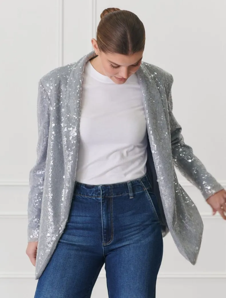 Anais Sequin Jacket Blue