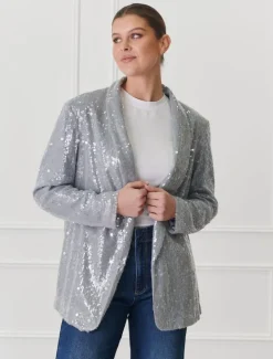 Anais Sequin Jacket Blue