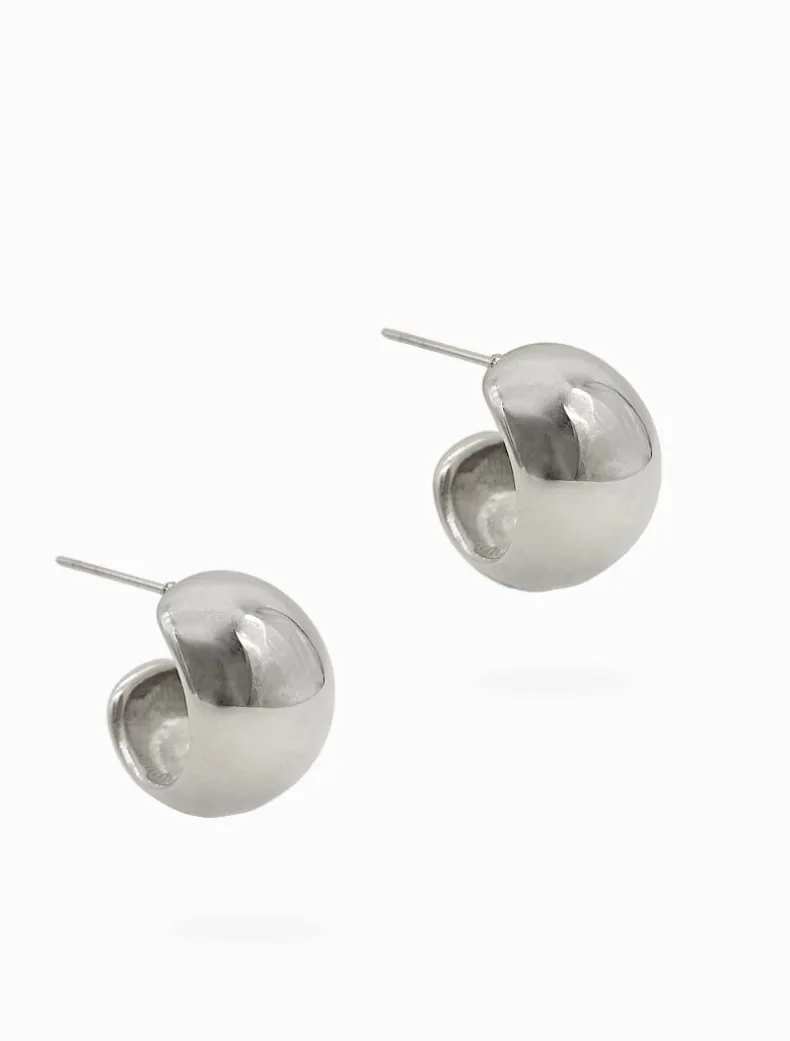 Ball Hoop Earrings Silver