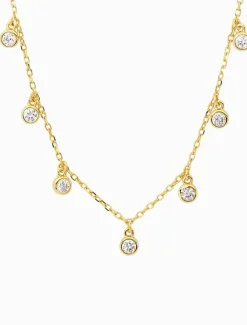 Bezel Set Cubic Zirconia Necklace Gold
