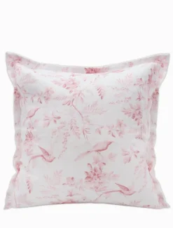 Birds in Flight Linen Cushion Light Pink