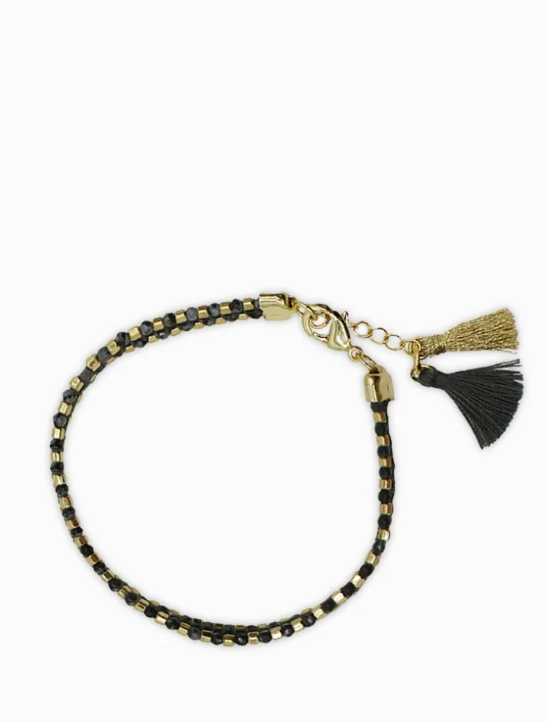 Black Beaded Tassel Bracelet