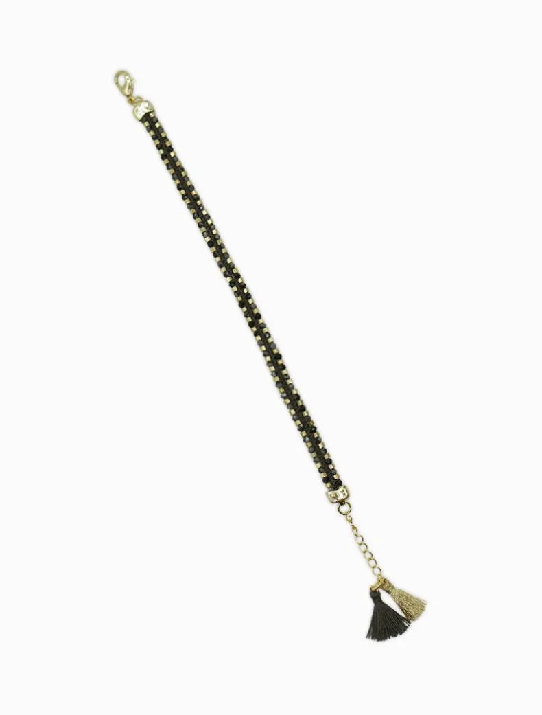 Black Beaded Tassel Bracelet