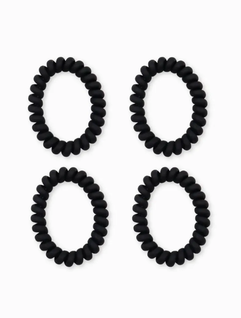 Black Spiral Hair Ties Pack of 4