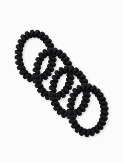 Black Spiral Hair Ties Pack of 4