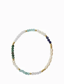 Blue Stone and Pearl Stretch Bracelet