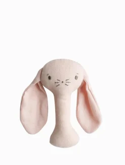 Bobby Bunny Stick Rattle Linen Pink