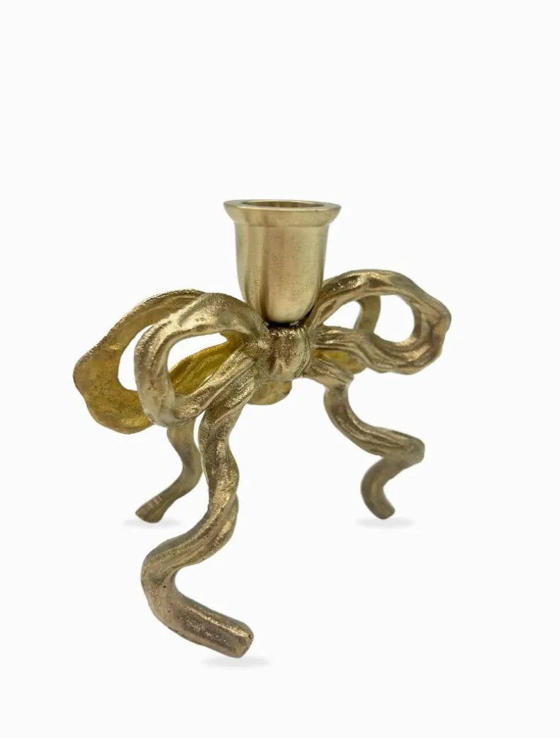 Brass Bow Candle Holder