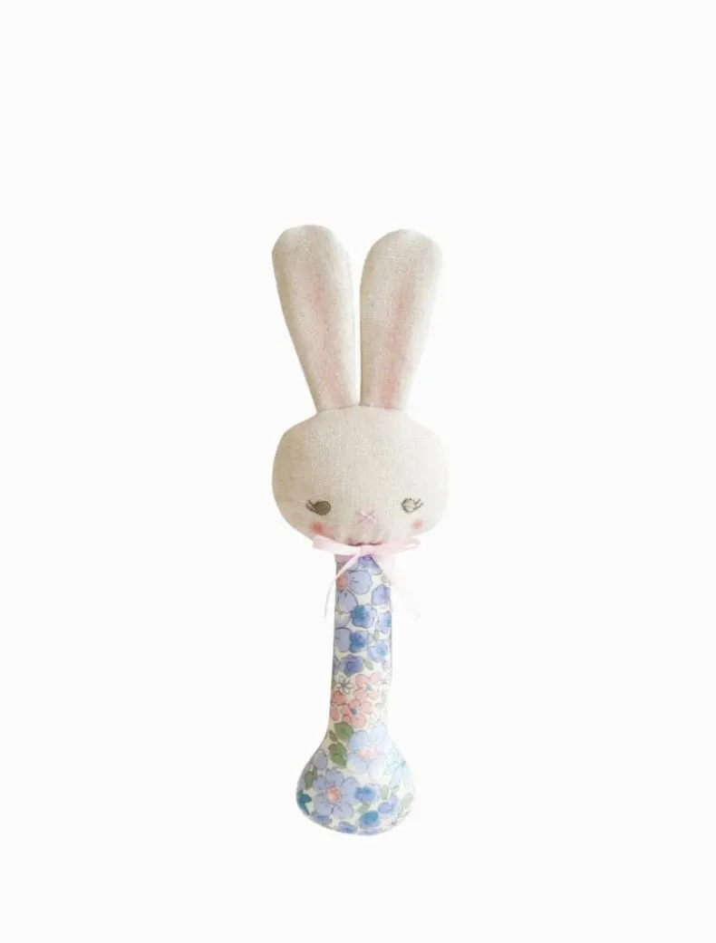 Bunny Stick Rattle Liberty Blue