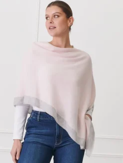 Cashmere Border Ponchette Pink Grey