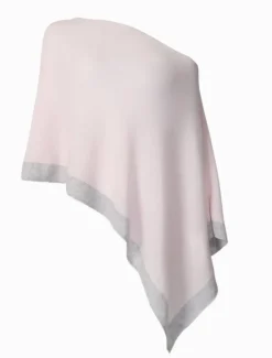Cashmere Border Ponchette Pink Grey