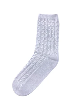 Cashmere Cable Knit Bed Socks Blue