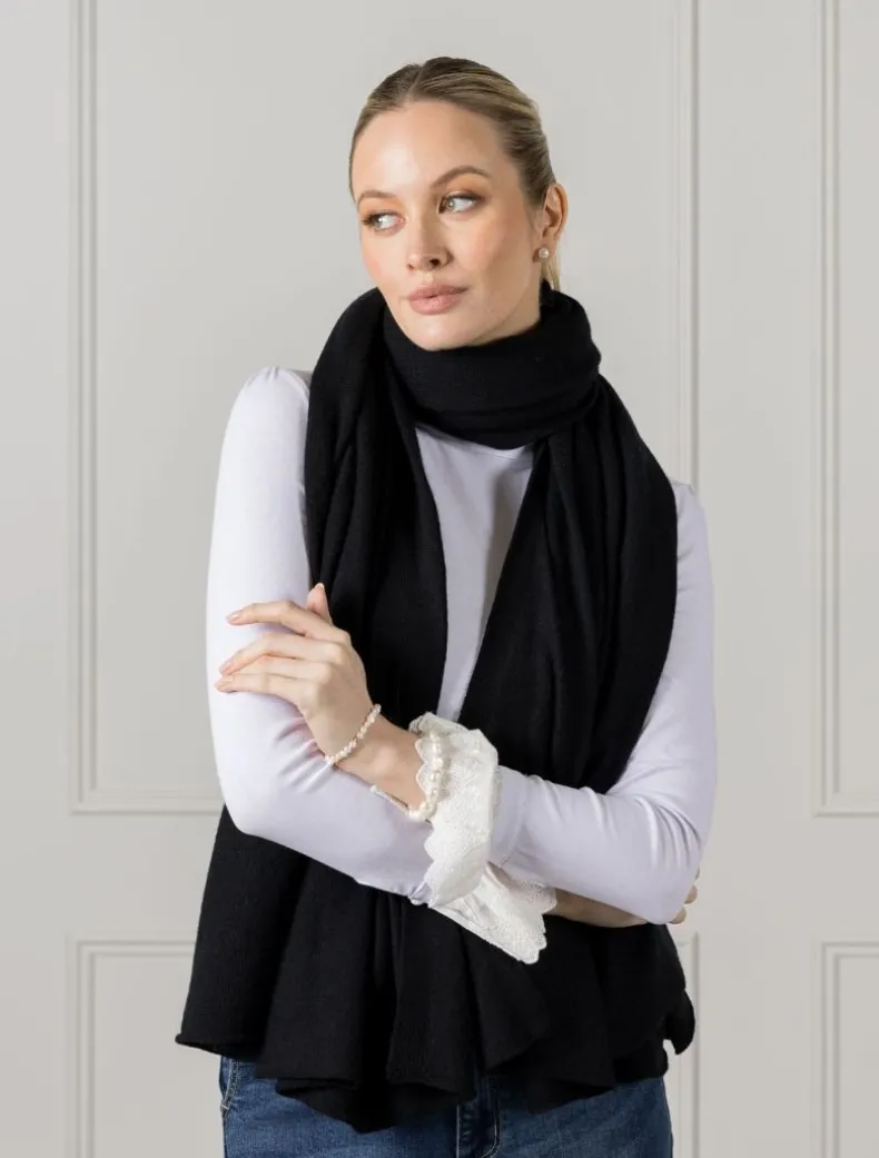 Cashmere Double Width Scarf Black
