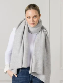 Cashmere Double Width Scarf Grey