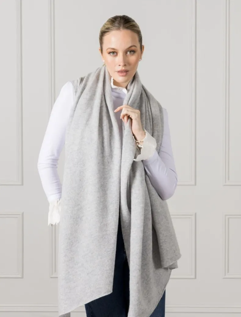 Cashmere Double Width Scarf Grey