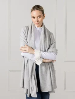 Cashmere Double Width Scarf Grey