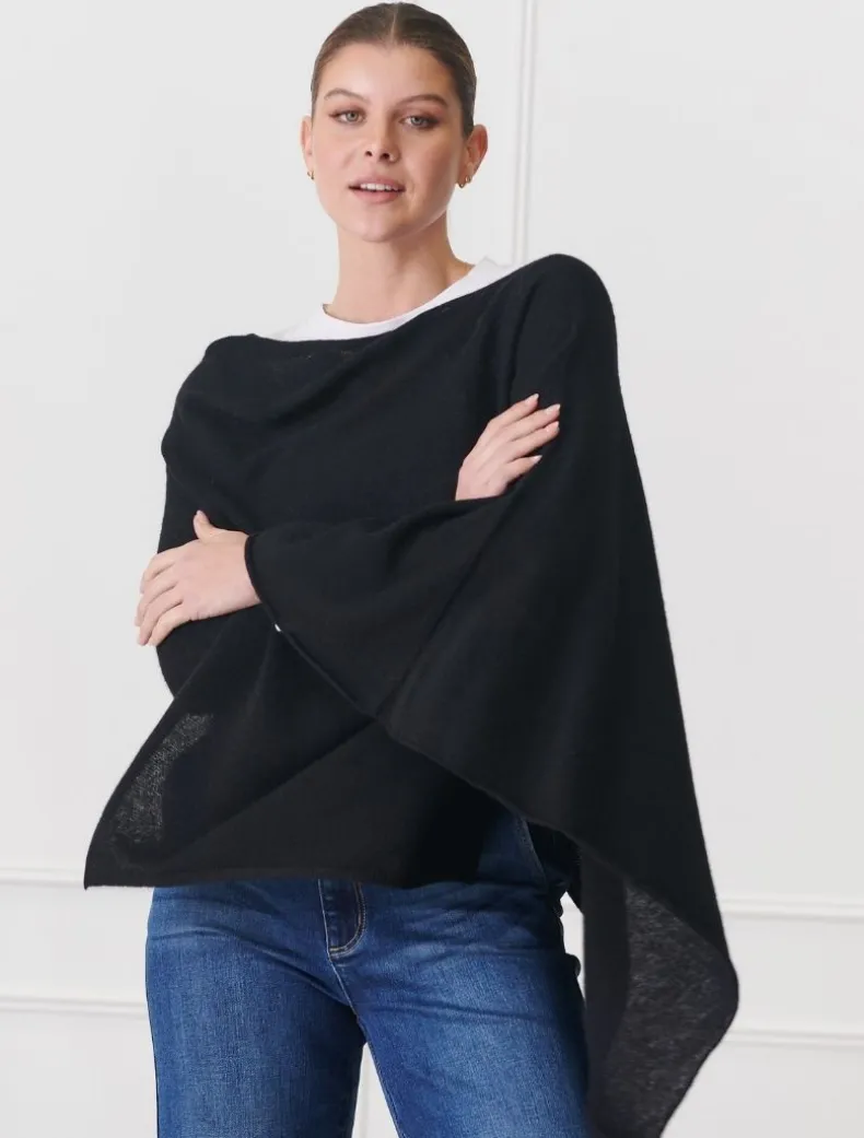 Cashmere Ponchette Black