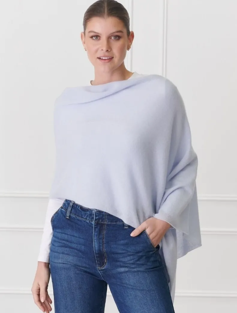 Cashmere Ponchette Pale Blue