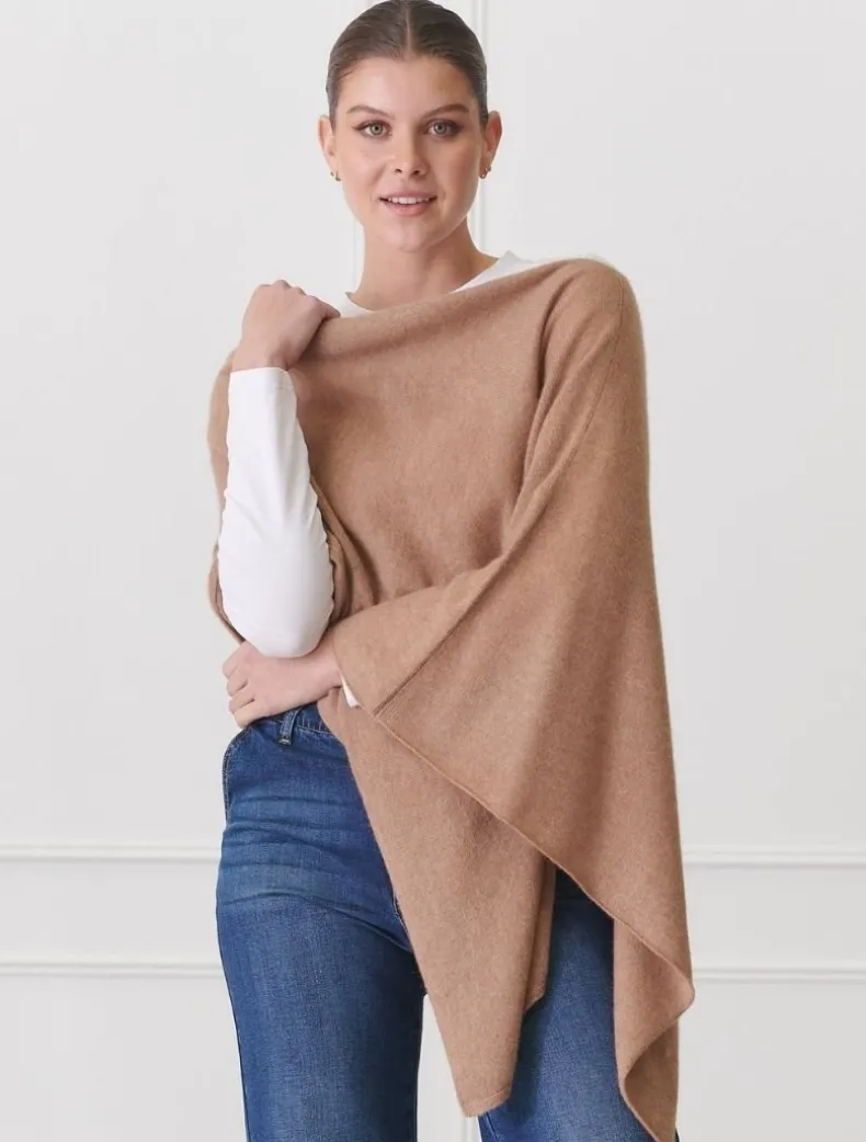 Cashmere Ponchette Tan