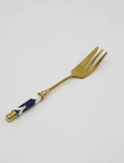 Ceramic Blue Arch Tile Pattern Fork Gold