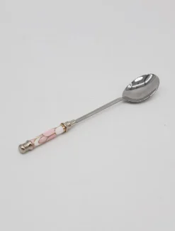 Ceramic Pink Arch Tile Pattern Spoon Silver