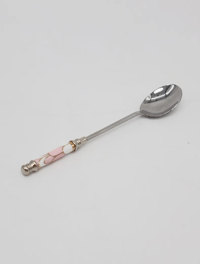 Ceramic Pink Arch Tile Pattern Spoon Silver