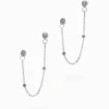 Chain Connected Crystal Studs Silver