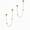 Chain Connected Crystal Studs Gold