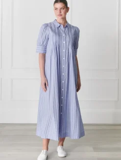 Chalk Stripe Dress Blue- FINAL SALE
