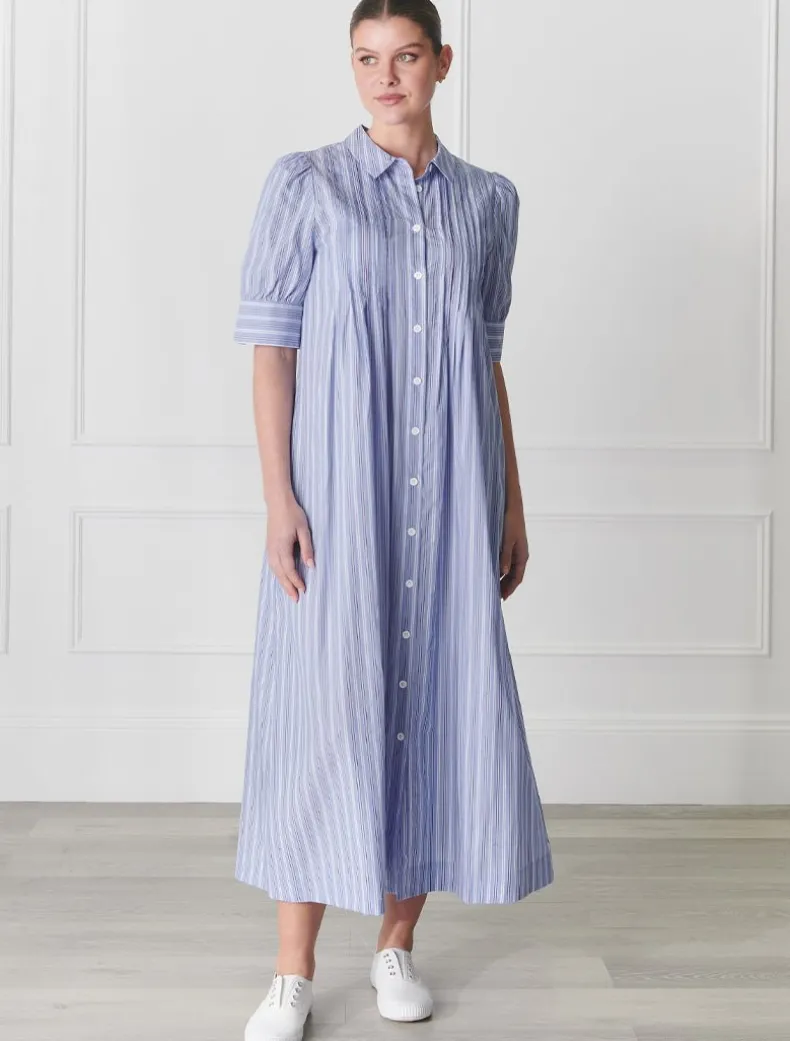 Chalk Stripe Dress Blue- FINAL SALE