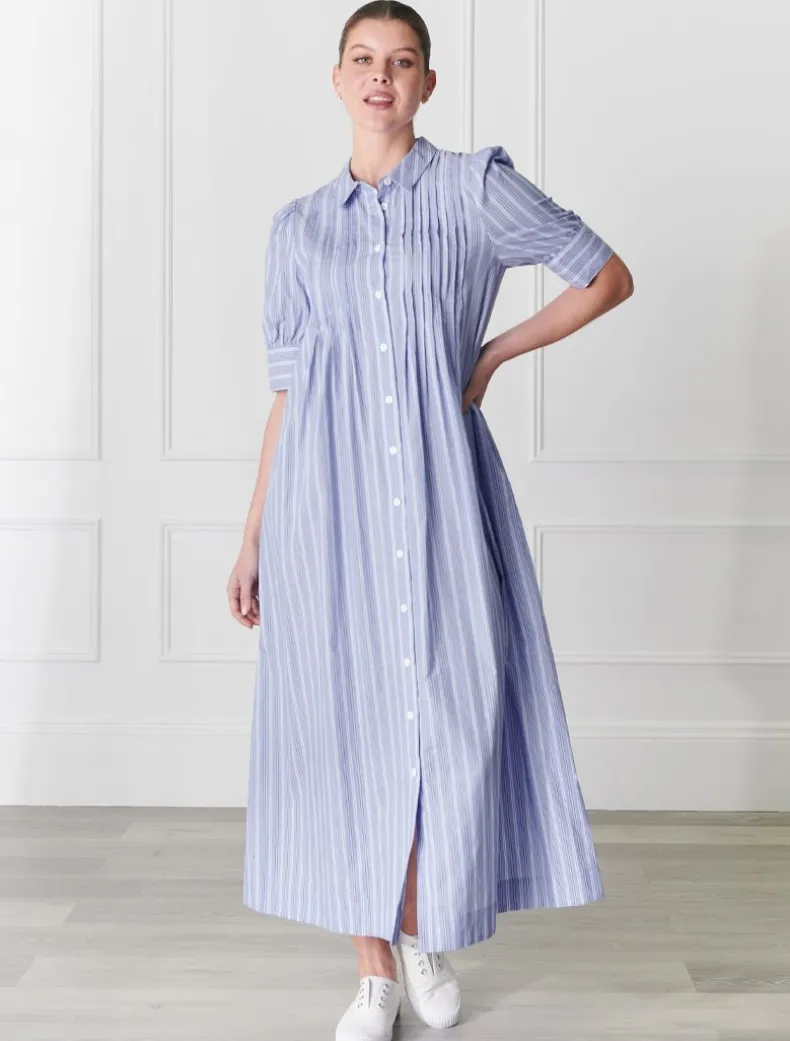 Chalk Stripe Dress Blue- FINAL SALE