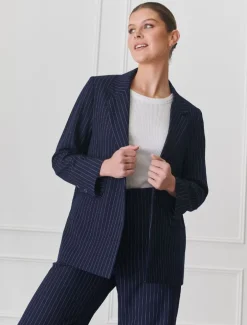 Chalk Stripe Jacket Navy