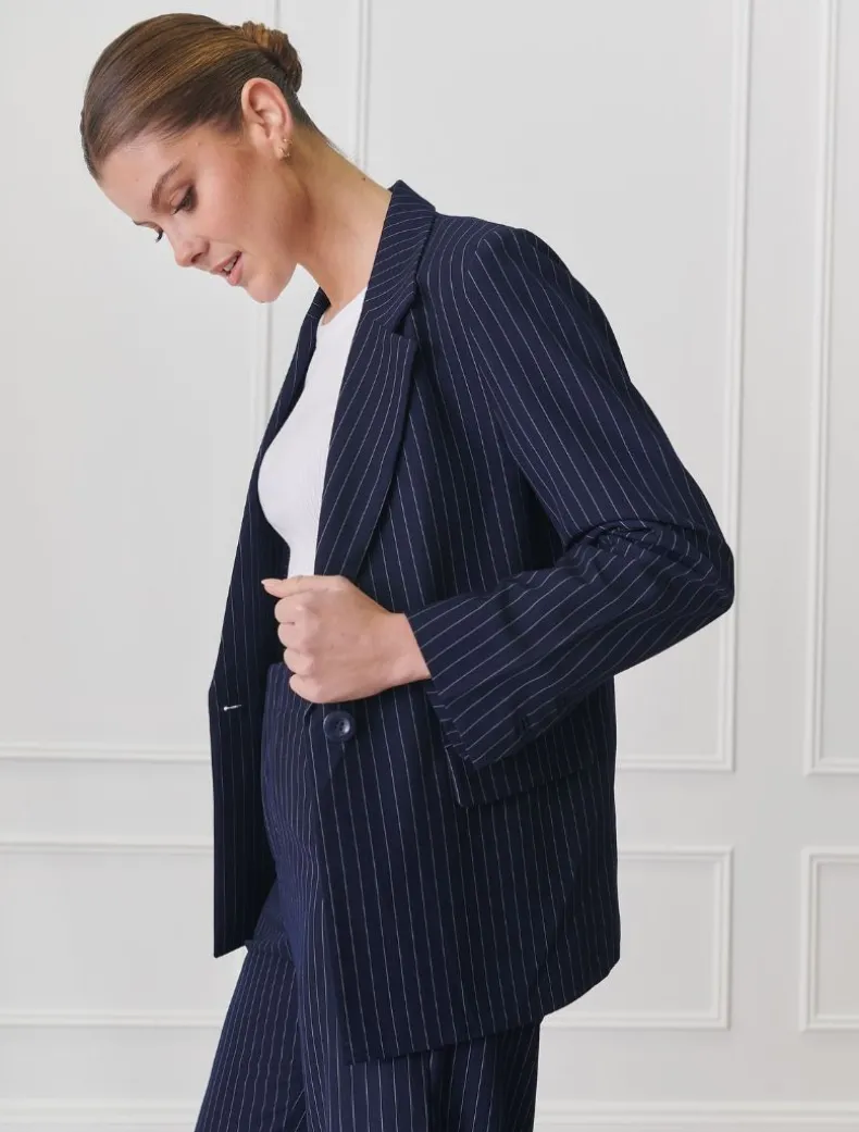 Chalk Stripe Jacket Navy