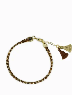 Chocolate Beaded Tassel Bracelet