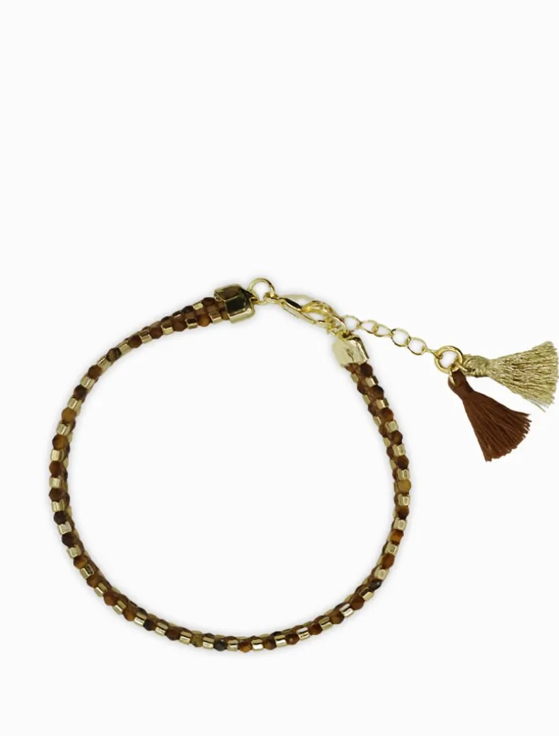 Chocolate Beaded Tassel Bracelet