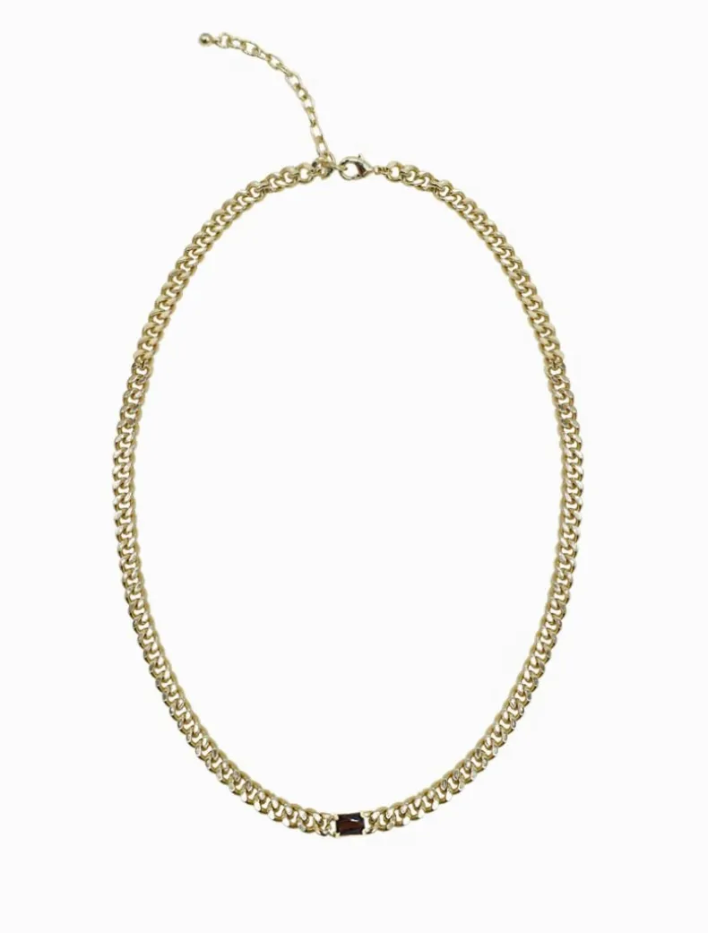 Chocolate Crystal Necklace Gold