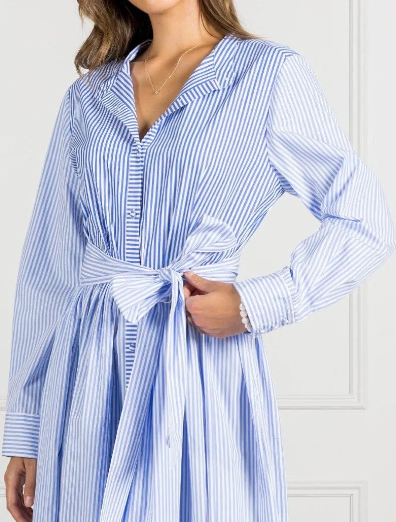 Classic Stripe Tea Rose Dress Blue- FINAL SALE