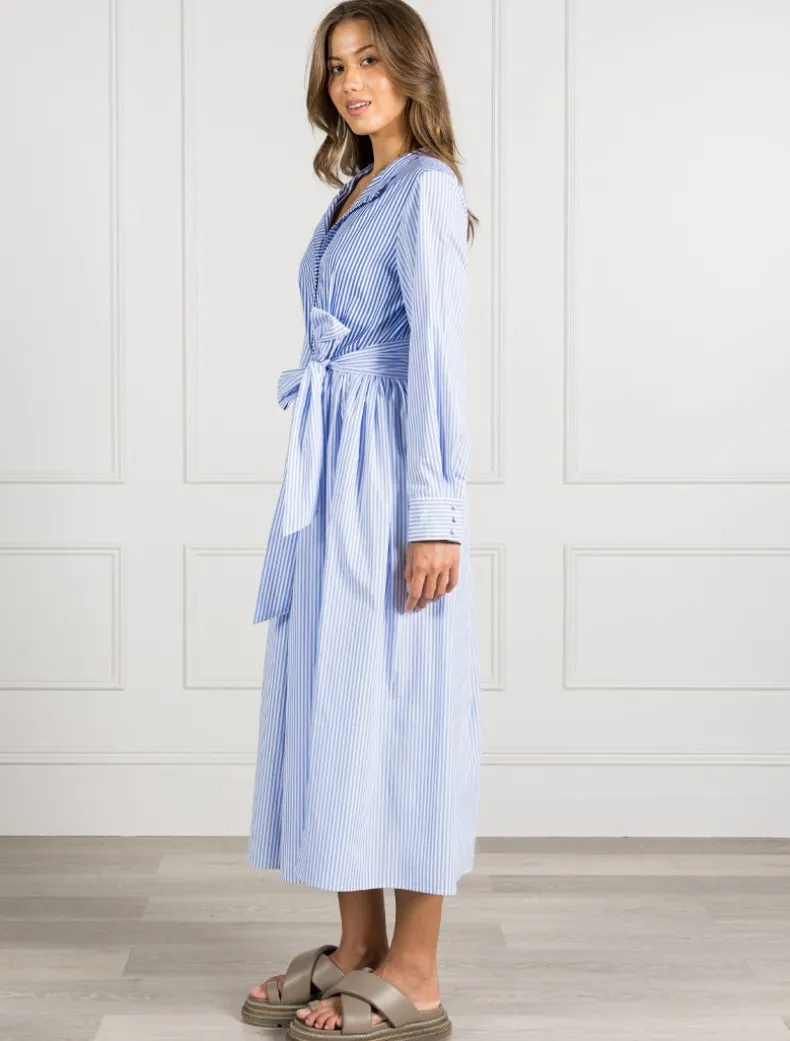 Classic Stripe Tea Rose Dress Blue- FINAL SALE
