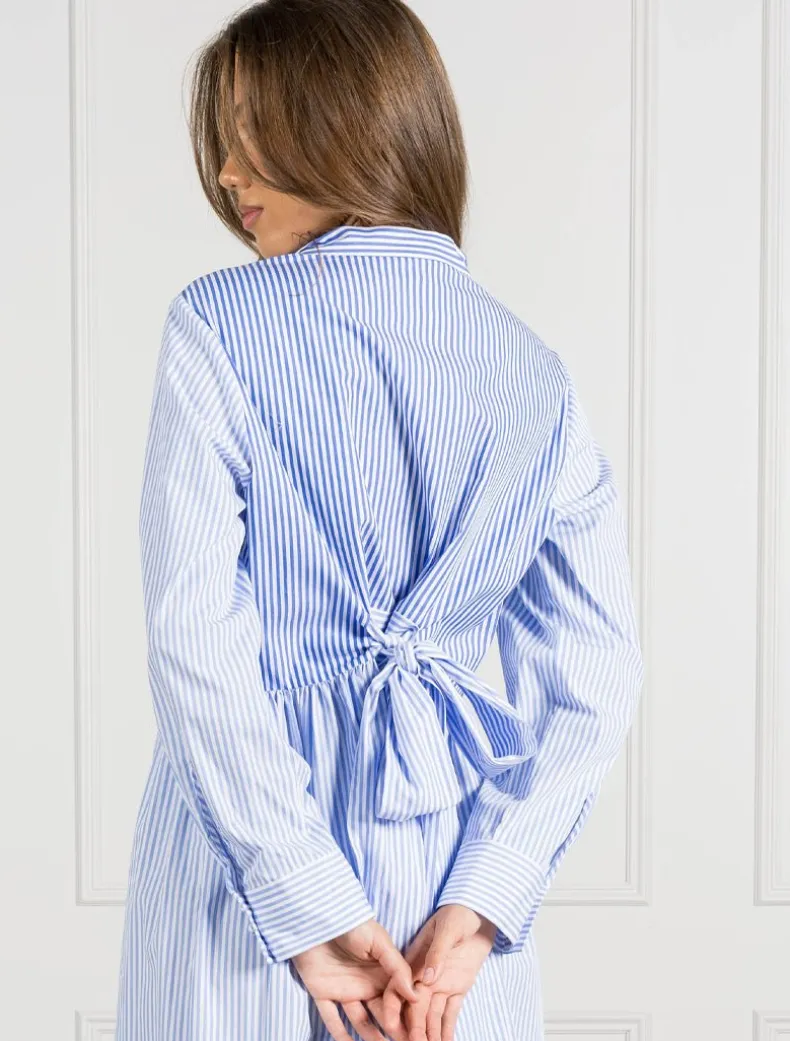 Classic Stripe Tea Rose Dress Blue- FINAL SALE
