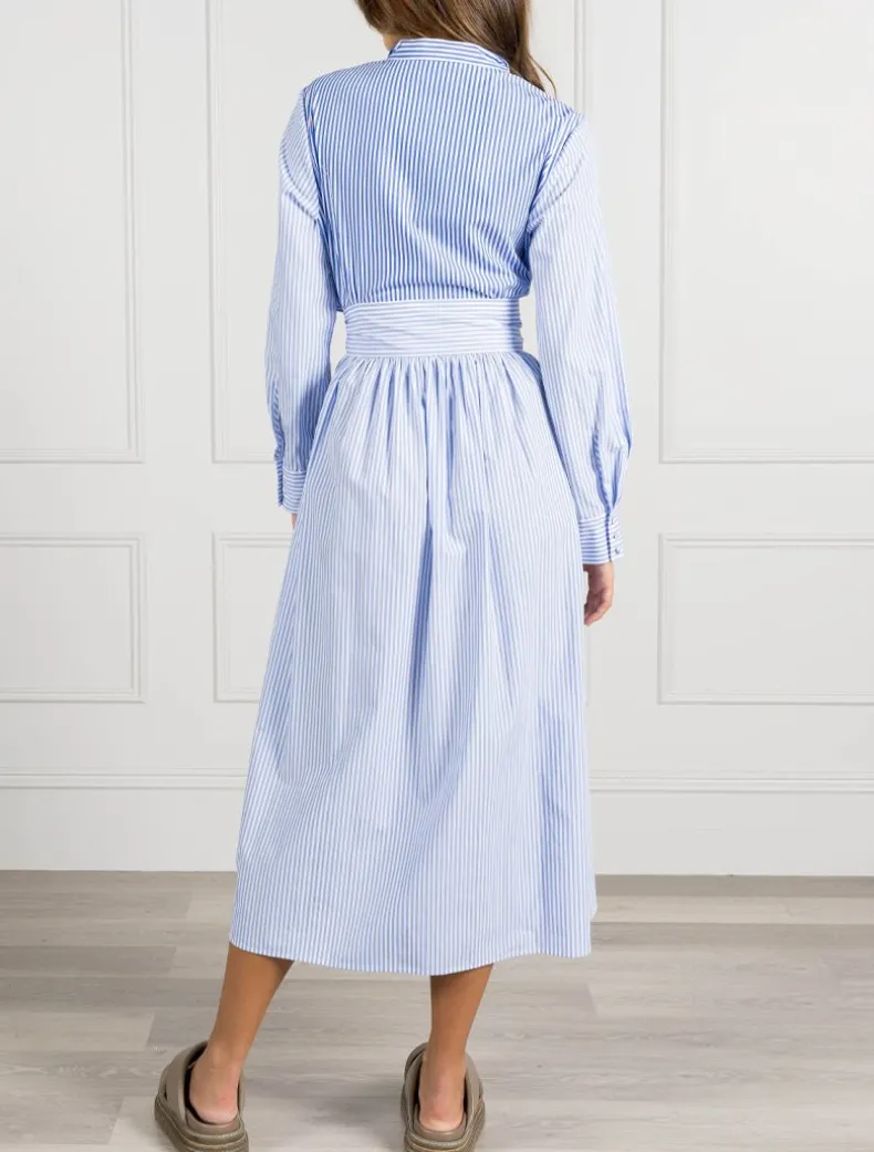 Classic Stripe Tea Rose Dress Blue- FINAL SALE