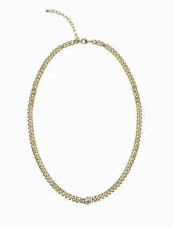 Clear Crystal Necklace Gold