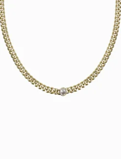 Clear Crystal Necklace Gold
